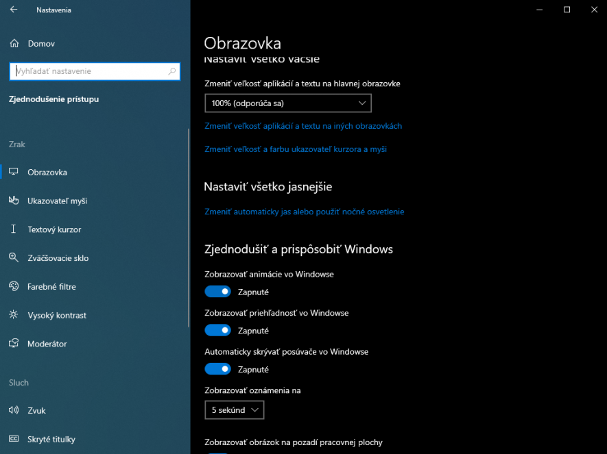 Windows 10 okno - Zjednodušenie prístupu