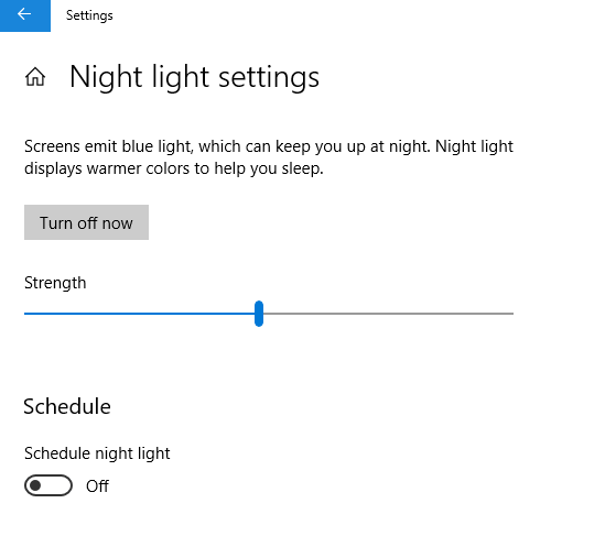 Nastavenie nočného svetla vo Windowse.